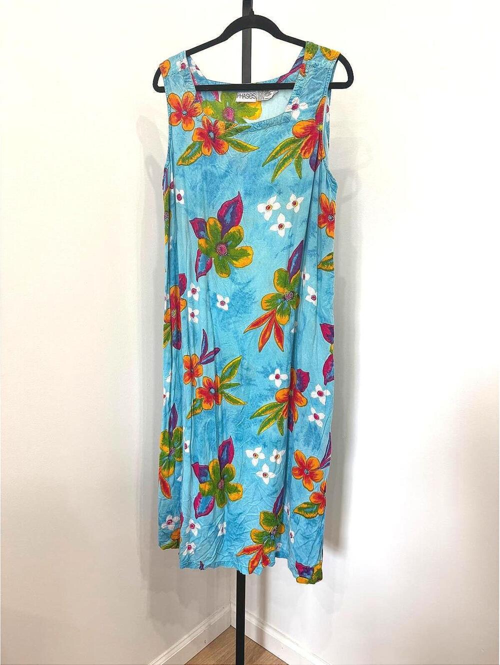 Phases Blue Floral Sleeveless Dress Summer Dress  XL